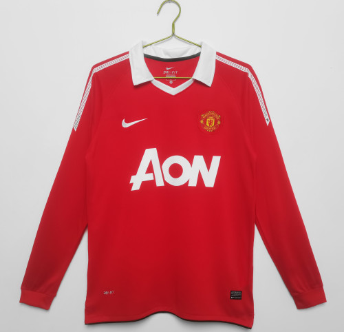 10-11 Manchester United Home Long Sleeve Retro Jersey/10-11曼联主场长袖复古