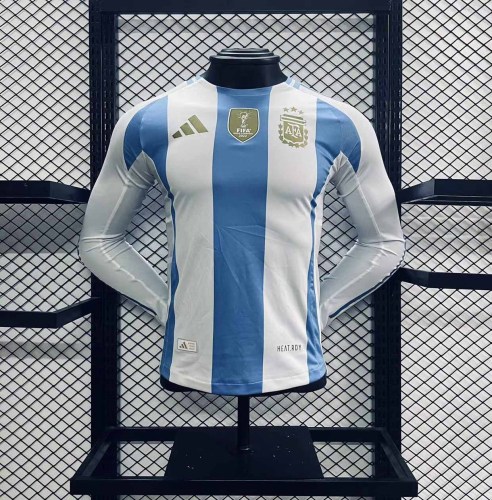 2024 Argentina Home Player Long Sleeve Jersey/2024 阿根廷主场球员版长袖