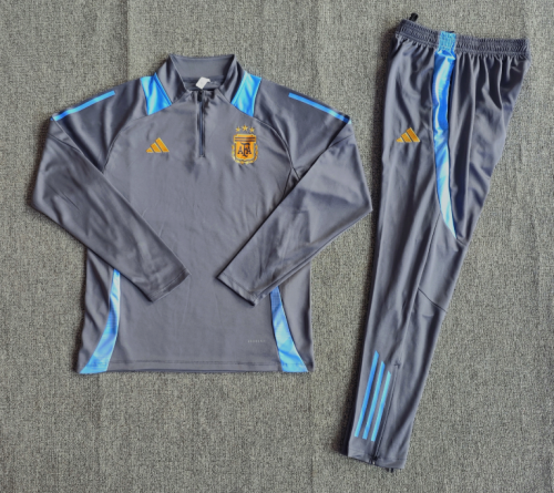 2024 Argentina Dark gray Training Suit/2024阿根廷深灰色半拉训练服