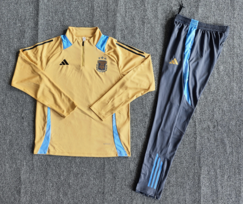 2024 Argentina Golden Training Suit/2024阿根廷金色半拉训练服