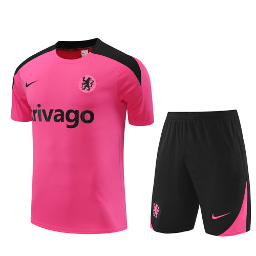 24-25 Chelsea Pink Short Sleeve Training Suit/24-25切尔西短袖训练服