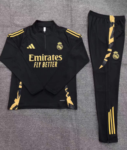 24-25 Real Madrid Black Training Suit/23-24皇马半拉训练服