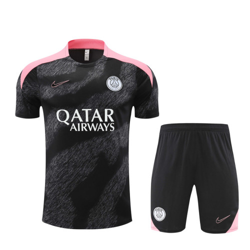 24-25 PSG Black and Pink Short Sleeve Training Suit/ 24-25 PSG 黑粉短袖训练服