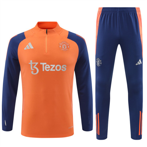 24-25 Manchester United Orange Training Suit/ 24-25 曼联橙色半拉训练服