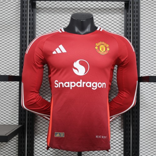 24-25 Manchester United Home Long Sleeve Player Jersey/24-25 曼联主场球员长袖