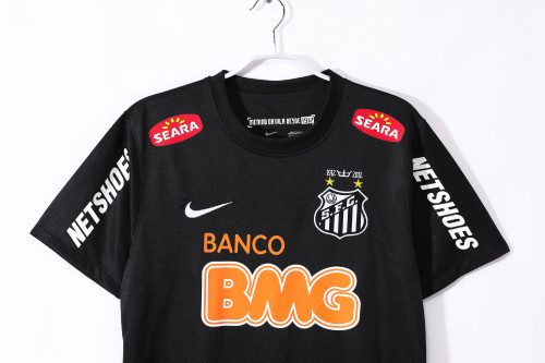 12-13 Santos Black Retro Jersey with shoulder patches/12-13桑托斯黑色复古，有肩章