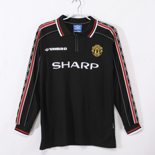 98-99 Manchester United Black Retro Long Sleeve Jersey/98-99曼联黑色长袖
