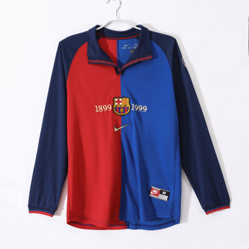 Barcelona 100th Anniversary Home Long Sleeve Retro Jersey/巴萨100周年主场长袖