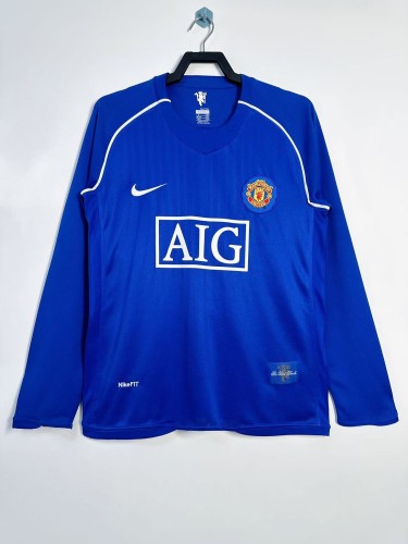 07-08 Manchester United Goalkeeper Blue Retro Long Sleeve Jersey/07-08曼联门将蓝色长袖
