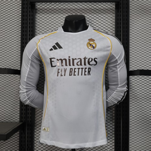 25-26 Real Madrid Home Long Sleeve Player Jersey/25-26皇马主场长袖球员版