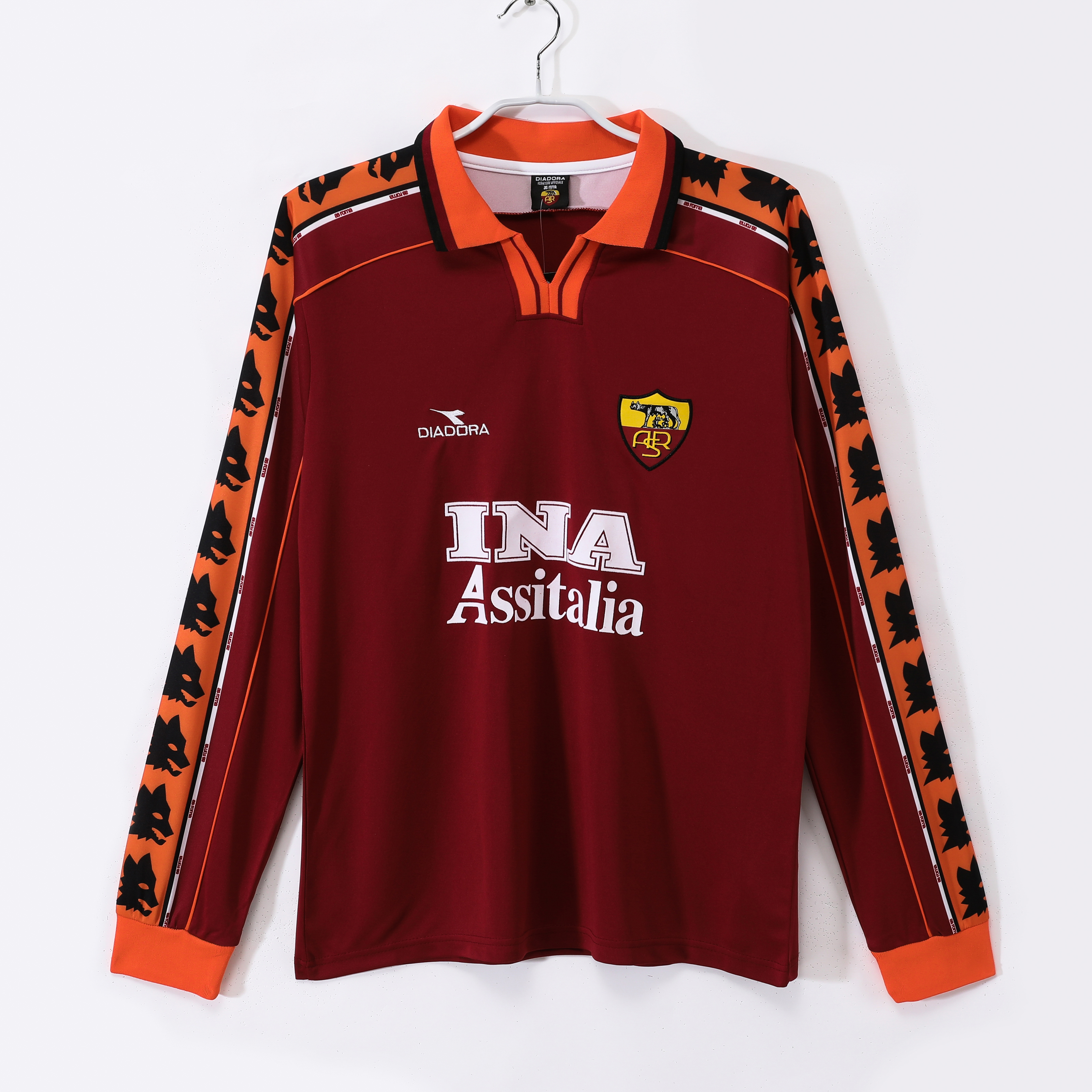 DIADORA AS Roma シャツ ワインレッド 2006-07 Roma Match Issue Home L/S Shirt #3