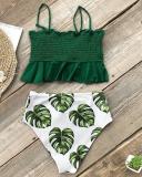 Leaf Print High Waist Bikini Sets