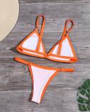 Solid Color Triangle Bikini Split Swimsuit