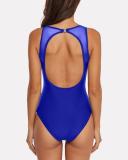 Sexy High Neck Mesh Striped Backless Sexy One Bathing Suit