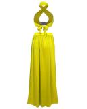 Beach Solid Color Hanging Neck Split Swimsuit Bikini + Smock Three-piece Swimsuit