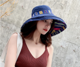 Women Foldable Double-sided Wear Cotton Sun Bucket Hat Summer Outdoor