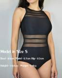 Sexy High Neck Mesh Striped Backless Sexy One Bathing Suit