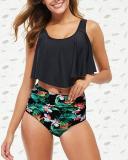 Plus Size Bikini Ruffled High Waist Split Swimsuit