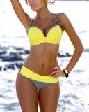 Retro Geometric Print Push Up Bikini