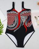 Floral Strap Sexy Plus Size One-piece Swimsuits