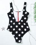 Striped Printed Zipper One-piece Swimsuit