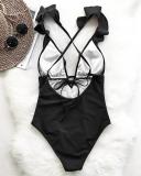 Sexy Ruffled V-neck One-piece Swimsuit