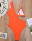 Cut Out Deep V Neck Solid One Piece Swimwear