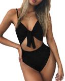 Sexy Bowknot Cutout One Piece Swimsuit