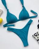 Halter Fold Design Bikini Set