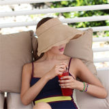 Womem's FoldableBeach Straw Hat Causal Wide Brim Sunscreen Cap