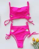 Bikini Solid Color Strap Swimsuit