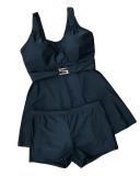 Solid Color Boxer Skirt Tankini Swimsuit