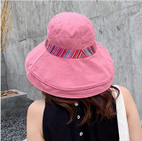 Women Foldable Double-sided Wear Cotton Sun Bucket Hat Summer Outdoor