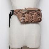 Women Snake Pattern Waist Bag Casual Crossbody Bag