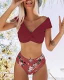 Floral Twist High Waist Bikini Set