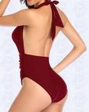 Twisted Push Up Sexy Backless One-piece Swimsuit