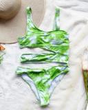 Tie-dye Printed Swimsuit Cutout Pne-piece Swimsuit