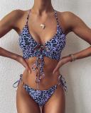 Halter Leopard Print Tied Design Bikini Set