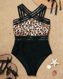 Leopard Transparent One-Piece Swimsuit