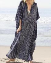 Irregular Stripe Loose Maxi Dress For Women