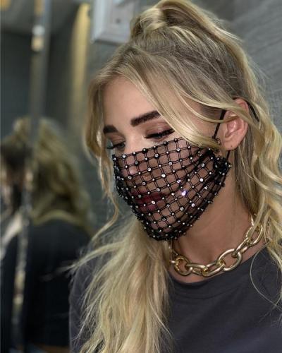 Hollow Out Breathable Bling Rhinestone Face Mask