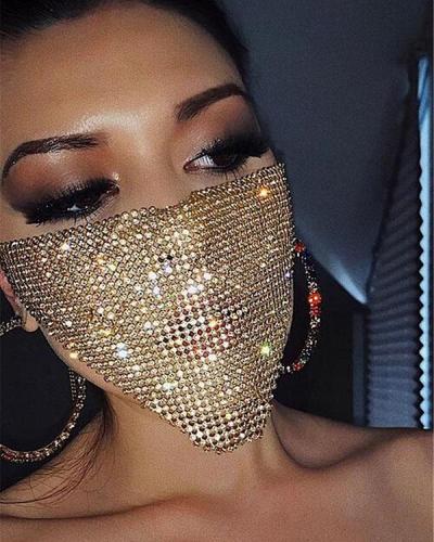 Breathable Rhinestone Flash Diamond Masquerade Mask Jewelry