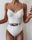 Strap Ribbed One Piece Swimsuit