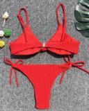 Halter Ruched Twisted Padded Bikini Set