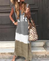 Summer Gradient Casual Sleeveless Letter Printed Dress