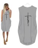 Printing Long Sleeved Irregular Women's Plus Size Sleeveless Dress