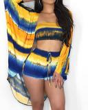 3PCS Tie Dye Print Shorts Set With Cover Up