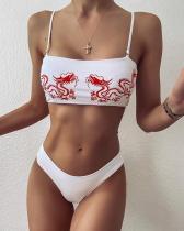 Split Swimsuit Print Tube Top Sexy Bikini