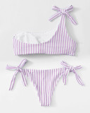 Striped Knotted Bikini Set