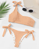 Striped Knotted Bikini Set